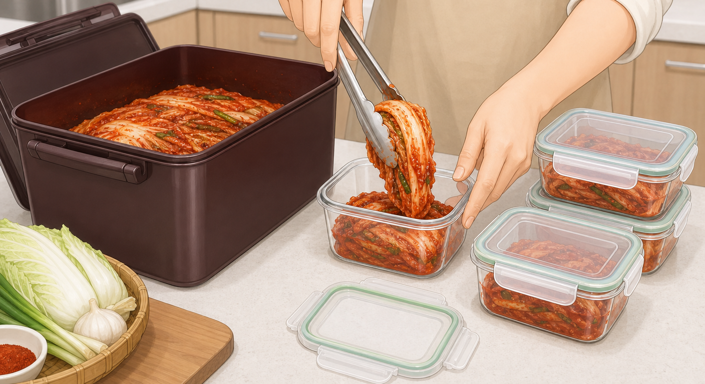 여름 김치 빨리 시지 않게 보관하는 법 — 공기·온도·소분으로 군내 막는 5단계